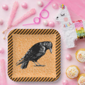 カラスまたはカラスのハロウィーンオレンジと黒 ペーパープレート (パーティー)