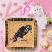 カラスまたはカラスのハロウィーンオレンジと黒 ペーパープレート (パーティー)