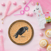 カラスまたはカラスのハロウィーンオレンジと黒 ペーパープレート (パーティー)