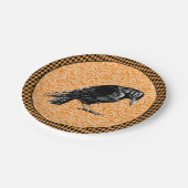 カラスまたはカラスのハロウィーンオレンジと黒 ペーパープレート (アングル)