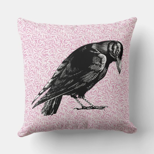 カラスまたはカラスのハロウィーンピンクと黒 クッション (裏面)