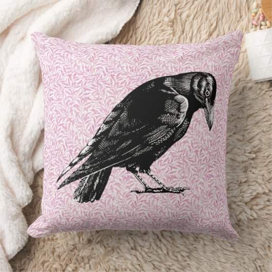 カラスまたはカラスのハロウィーンピンクと黒 クッション (ブランケット)