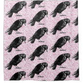 カラスまたはカラスのハロウィーンピンクと黒 シャワーカーテン (正面)