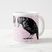 カラスまたはカラスのハロウィーンピンクと黒 ジャンボコーヒーマグカップ (正面右)