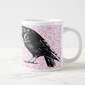 カラスまたはカラスのハロウィーンピンクと黒 ジャンボコーヒーマグカップ (右)