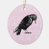 カラスまたはカラスのハロウィーンピンクと黒 セラミックオーナメント (左)
