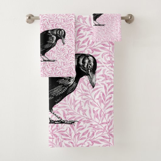 カラスまたはカラスのハロウィーンピンクと黒 バスタオルセット (インサイチュ)