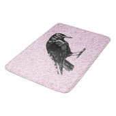 カラスまたはカラスのハロウィーンピンクと黒 バスマット (アングル)