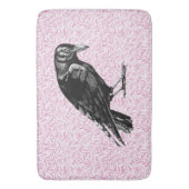 カラスまたはカラスのハロウィーンピンクと黒 バスマット (正面縦)