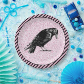 カラスまたはカラスのハロウィーンピンクと黒 ペーパープレート (パーティー)