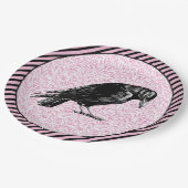 カラスまたはカラスのハロウィーンピンクと黒 ペーパープレート (アングル)