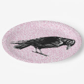 カラスまたはカラスのハロウィーンピンクと黒 ペーパープレート (アングル)