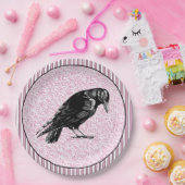 カラスまたはカラスのハロウィーンピンクと黒 ペーパープレート (パーティー)