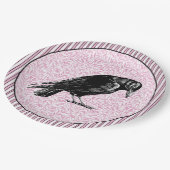 カラスまたはカラスのハロウィーンピンクと黒 ペーパープレート (アングル)