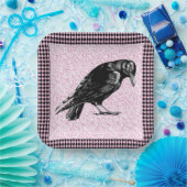 カラスまたはカラスのハロウィーンピンクと黒 ペーパープレート (パーティー)