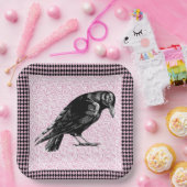 カラスまたはカラスのハロウィーンピンクと黒 ペーパープレート (パーティー)