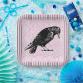 カラスまたはカラスのハロウィーンピンクと黒 ペーパープレート (パーティー)