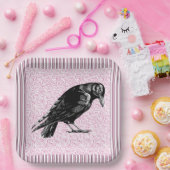 カラスまたはカラスのハロウィーンピンクと黒 ペーパープレート (パーティー)