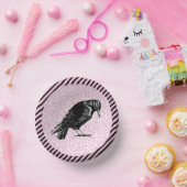 カラスまたはカラスのハロウィーンピンクと黒 ペーパーボウル (パーティー)