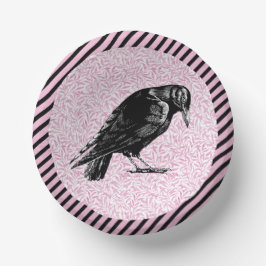 カラスまたはカラスのハロウィーンピンクと黒 ペーパーボウル