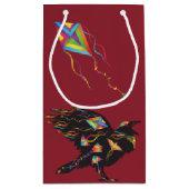 カラスまたはブラックバード凧とハロウィーンラヴェンス スモールペーパーバッグ (裏面)