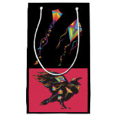 カラスまたはブラックバード凧とハロウィーンラヴェンス スモールペーパーバッグ (正面)