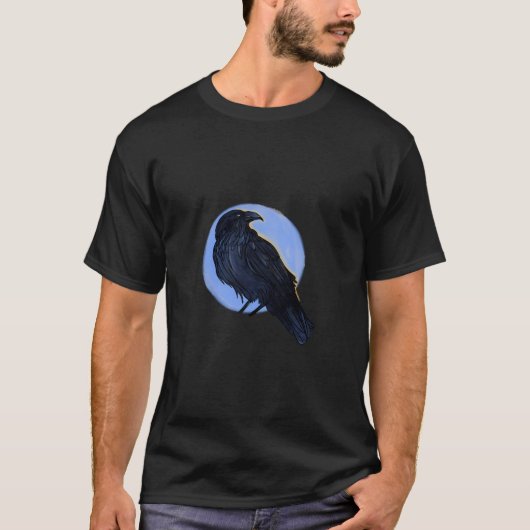 カラスクールまたは黒Bの黒い鳥のスケッチ Tシャツ (正面)