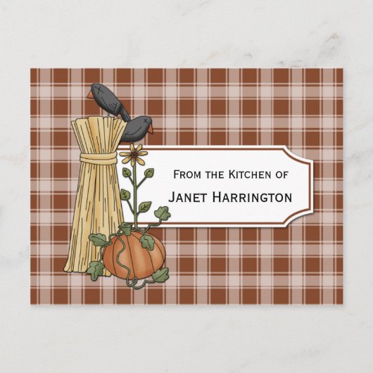 カラスコーンスタークスパンプキン秋のレシピカード ポストカード (正面)