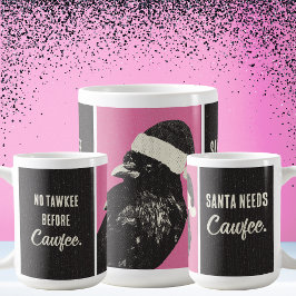 カラスサンタ ピンク ブラック コーヒー クリスマスマグカップ コーヒーマグカップ