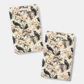 カラスフローラ木バッジ バッジ (正面＆裏面)