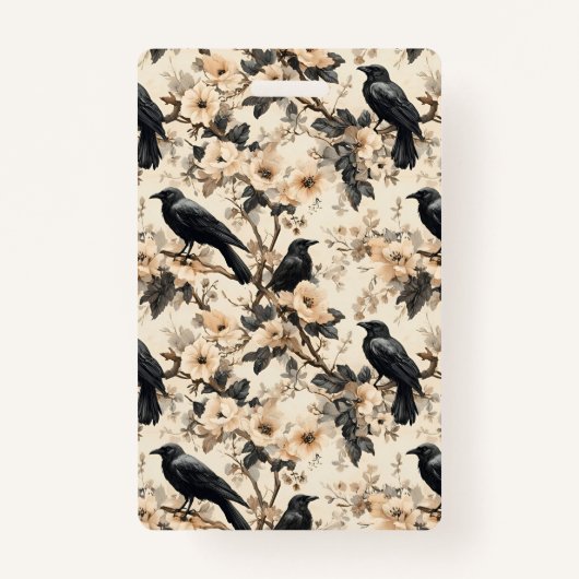 カラスフローラ木バッジ バッジ (正面)