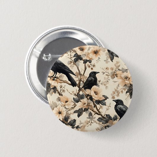 カラスフローラ 缶バッジ (正面&裏面)