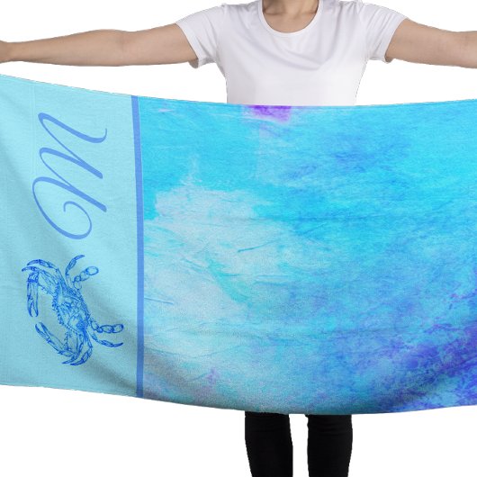 カラスプラッシュのブルーカニ ビーチタオル