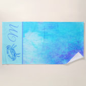 カラスプラッシュのブルーカニ ビーチタオル (正面)