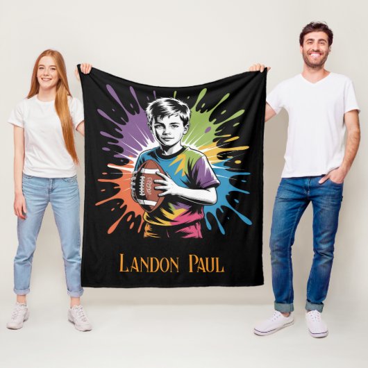 カラスプラッシュサッカーボーイバースデーパーティーギフト フリースブランケット (インサイチュ)