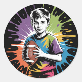 カラスプラッシュサッカーボーイバースデーパーティー ラウンドシール