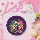 カラスプラッシュバレーボールガールバースデーパーティー ペーパープレート (パーティー)