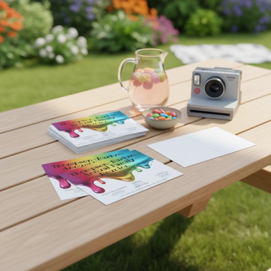 カラスプラッシュファミリ懇親会招待状 ポストカード