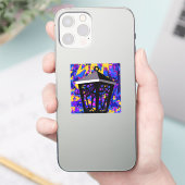 カラスプラッシュフクロウランタンステッカー シール (スマートフォン)