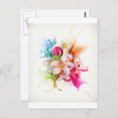 カラスプラッシュプルメリアハワイアン花 ポストカード (正面/裏面)