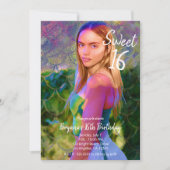 カラスプラッシュマーメイドフォトスウィート16パーティー 招待状 (正面)