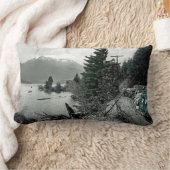 カラスプラッシュヴィンテージマウンテンレイク自然車写真 ランバークッション (ブランケット)