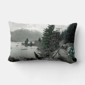 カラスプラッシュヴィンテージマウンテンレイク自然車写真 ランバークッション (裏面)