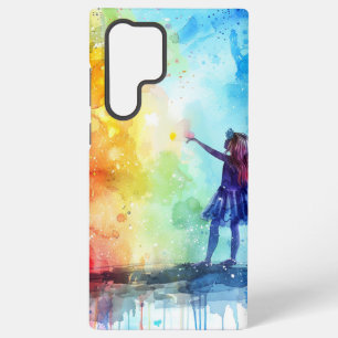 カラスプラッシュ付き虹の水のカラーフェアリー SAMSUNG GALAXY S22 ULTRAケース