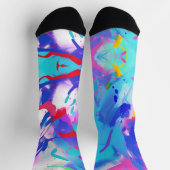 カラスプラッシュ抽象デザイン紫色の赤明るい赤紫色 ソックス (上部)