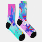 カラスプラッシュ抽象デザイン紫色の赤明るい赤紫色 ソックス (右)