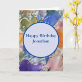 カラスプラッシュ抽象芸術アート誕生日 カード (黄色い花)