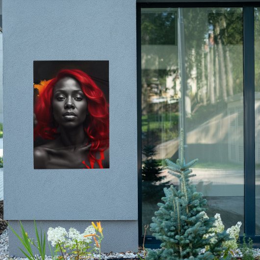 カラスプラッシュ鮮やかレッドヘアポスター ポスター