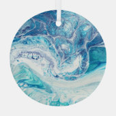 カラスプラッシュ：アクリル抽象芸術背景 ガラスオーナメント (裏面)