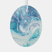 カラスプラッシュ：アクリル抽象芸術背景 ガラスオーナメント (正面右)